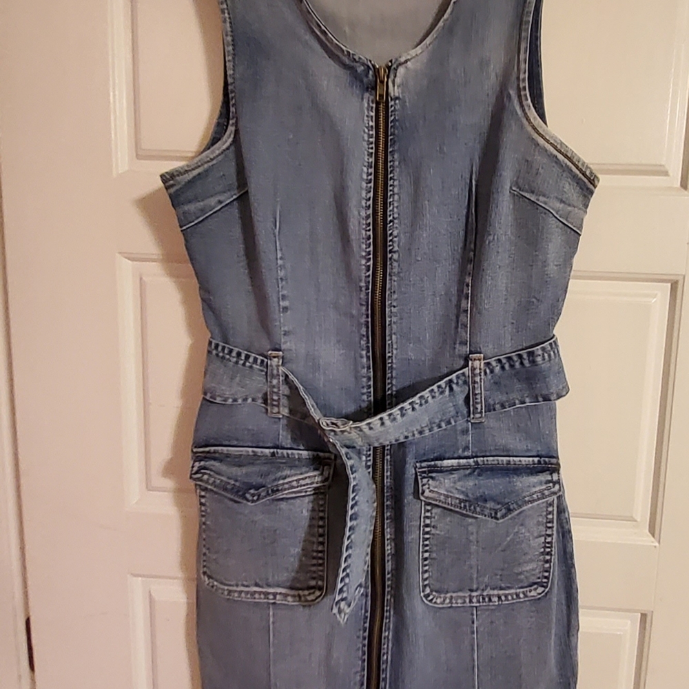 Rewash Blue Denim Zip-Front Mini Dress